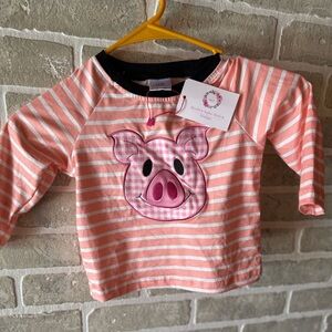 Pink Striped Pig Toddler Shirt